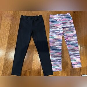Colorful Striped and Black Kids Leggings